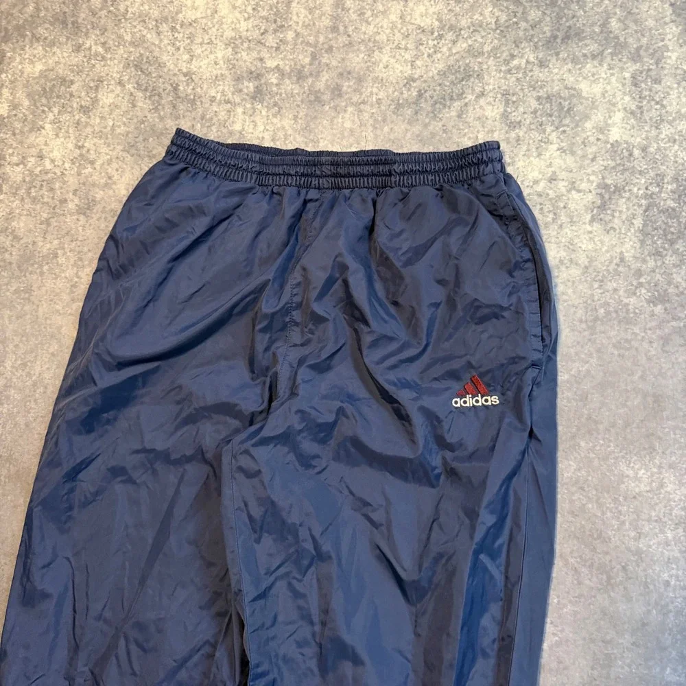 Vintage Adidas Mens Small Navy Blue Nylon Track Pants Mesh Lined Windbreaker S